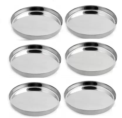 Stainless Steel Heavy Gauge Dinner Plates  (Pack of 6)